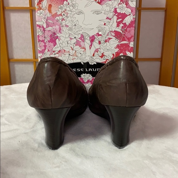 Chinese Laundry Becky Brown Leather Wedge Heal 8.5 - Picture 4 of 6